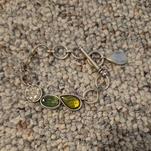 Lia Sophia Silver Bracelet with Green and Yellow Gems